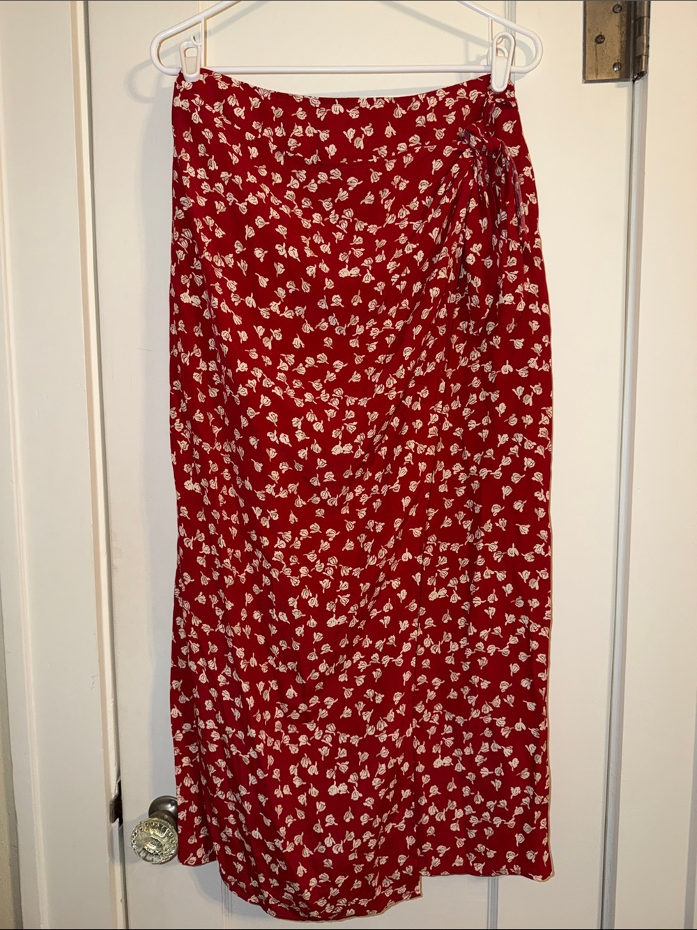 Red Floral Maxi Skirt - Women's Wrap Style